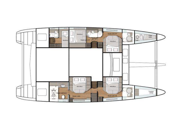 ADEA Sunreef 60 Luxury Catamaran Lower Deck