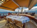 ANGELICA Custom Line Gulet 30m - alfresco dining set up ANGELICA Custom Line Gulet 30m - alfresco dining set up