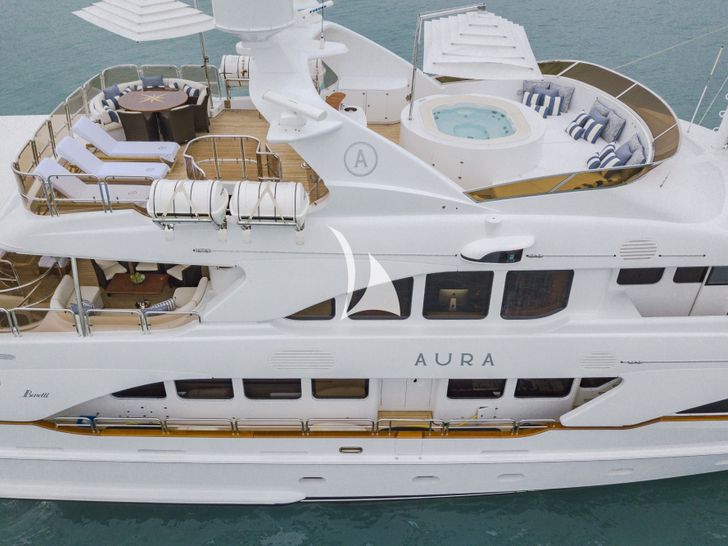 AURA - Benetti 36 m,aerial sundeck view AURA - Benetti 36 m,aerial sundeck view