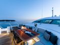 BEACHOUSE Mangusta 130 foredeck at night BEACHOUSE Mangusta 130 foredeck at night