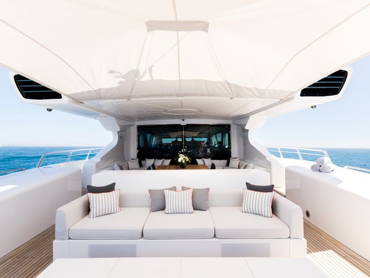 BEACHOUSE Mangusta 130 aft lounge BEACHOUSE Mangusta 130 aft lounge