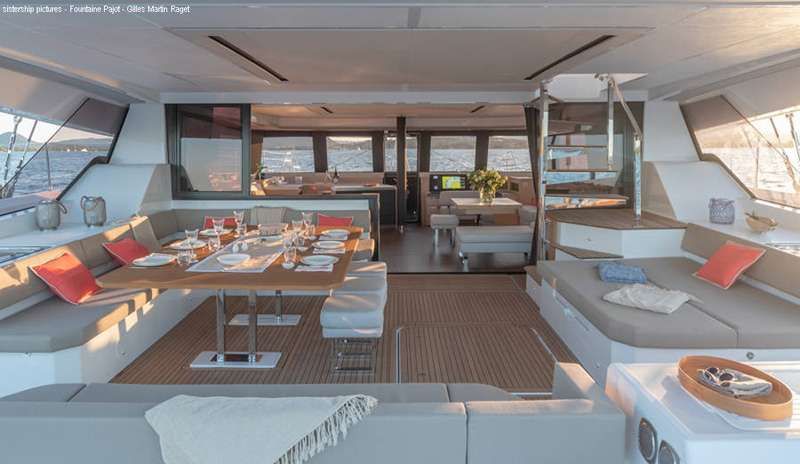 BLACK CAT Fountaine Pajot 67 Aft Deck
