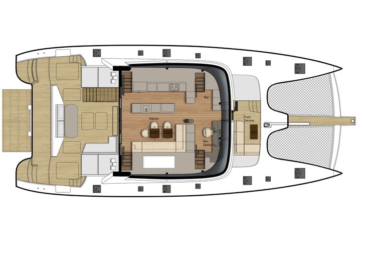 CALMAO Sunreef 74 - main deck layout CALMAO Sunreef 74 - main deck layout