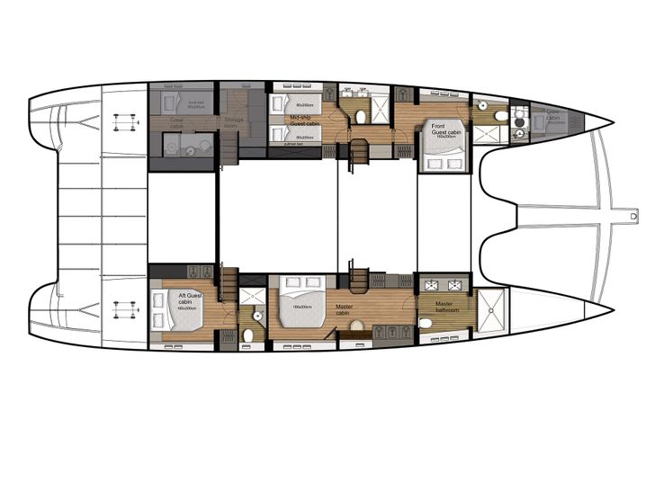 CALMAO Sunreef 74 - cabin deck layout CALMAO Sunreef 74 - cabin deck layout