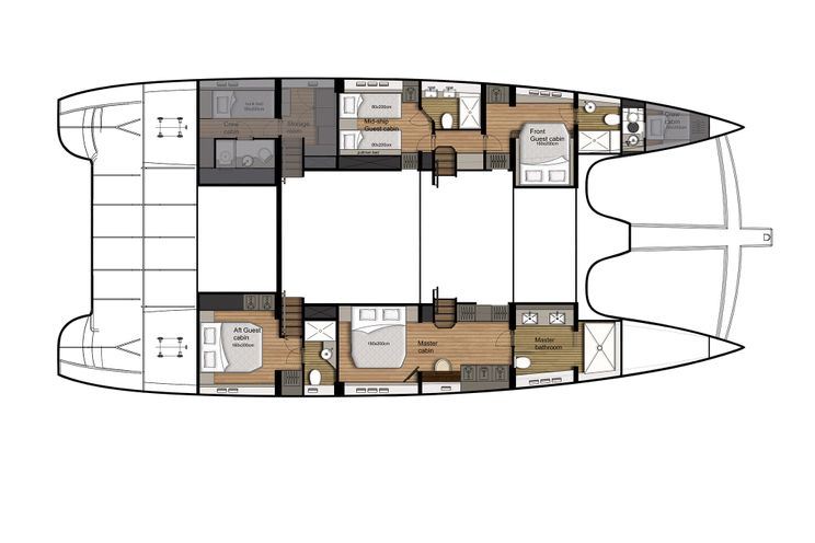 Layout for CALMAO Sunreef 74 - cabin deck layout