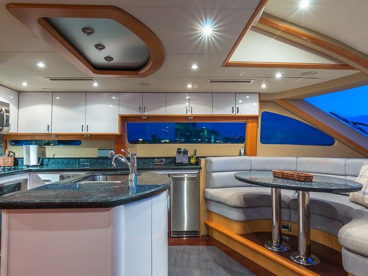 Miami Day Charter Yacht CHIP Lazzara 84 Galley Dining Area Miami Day Charter Yacht CHIP Lazzara 84 Galley Dining Area