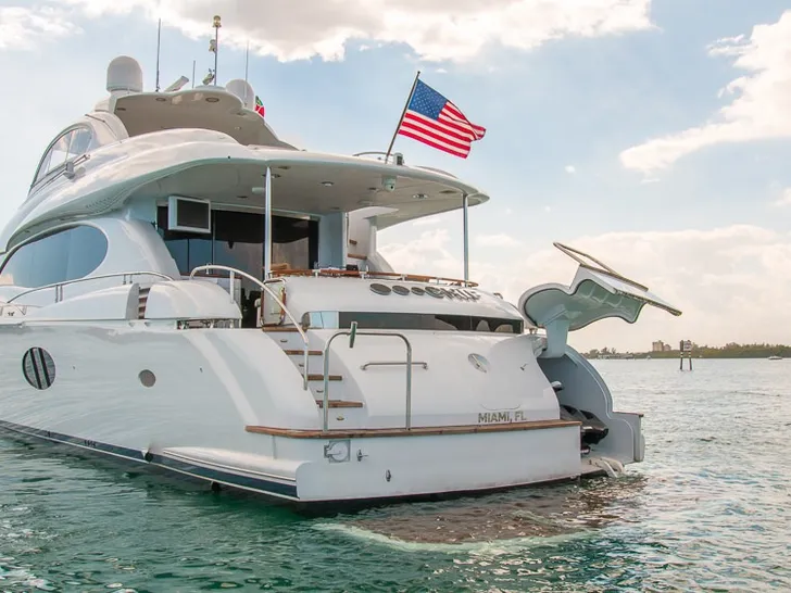 Miami Day Charter Yacht CHIP Lazzara 84 Rear  Miami Day Charter Yacht CHIP Lazzara 84 Rear