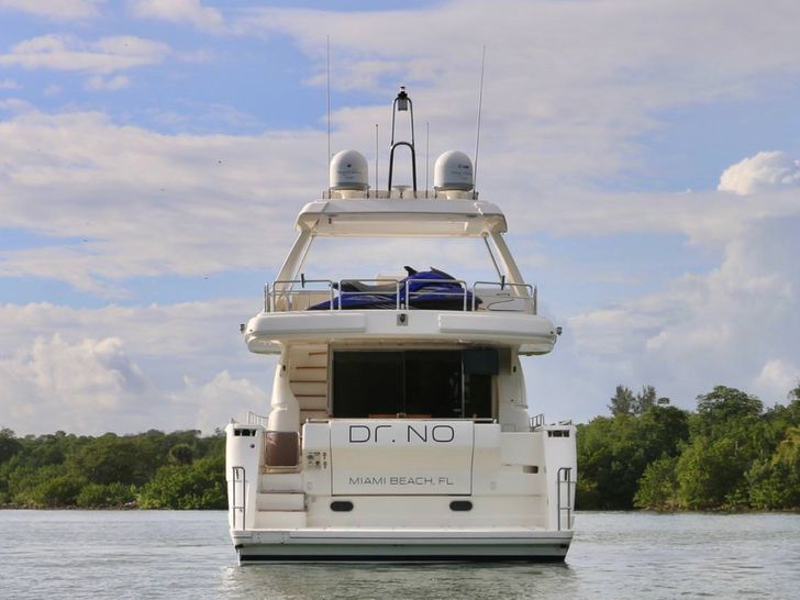 Miami Day Charter Yacht DR NO Ferretti 75 Rear View