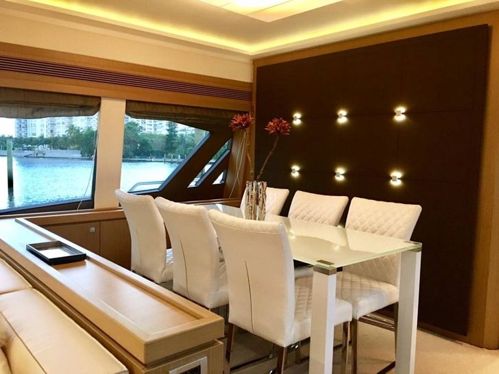 Miami Day Charter Yacht DR NO Ferretti 75 Dining Room