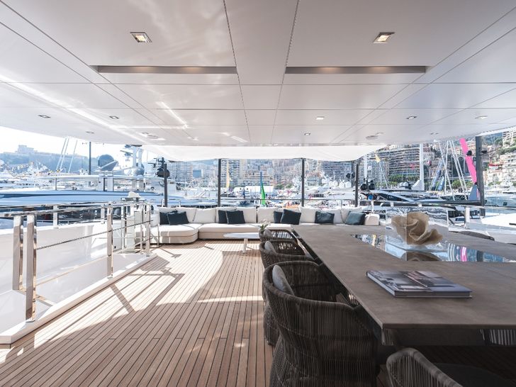ENTOURAGE Admiral 47m Luxury Superyacht Aft Deck Lounge ENTOURAGE Admiral 47m Luxury Superyacht Aft Deck Lounge