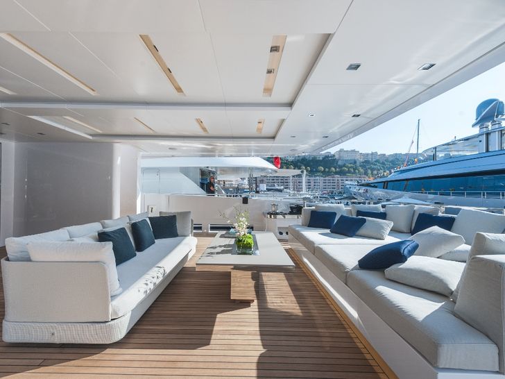 ENTOURAGE Admiral 47m Luxury Superyacht Aft Deck Lounge ENTOURAGE Admiral 47m Luxury Superyacht Aft Deck Lounge