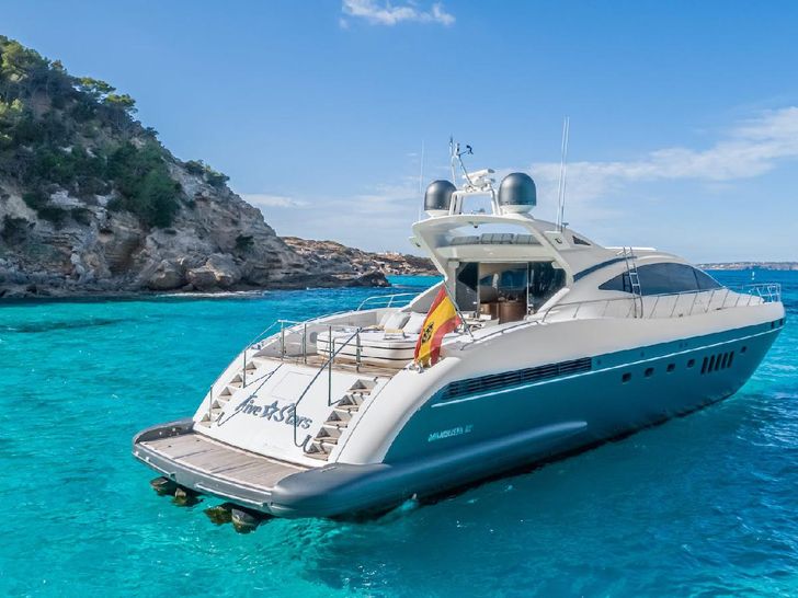 FIVE STARS - Mangusta(Overmarine)92` - starboard quarter FIVE STARS - Mangusta(Overmarine)92` - starboard quarter
