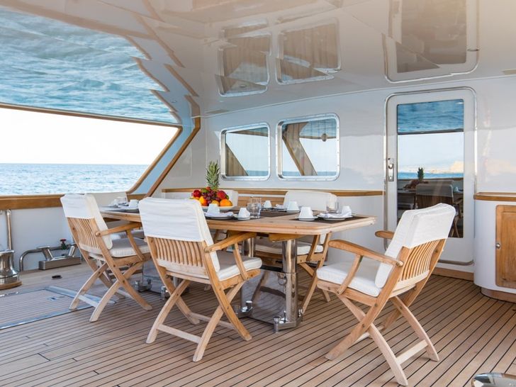 INDIA Benetti 35m Motoryacht Aft Deck Dining INDIA Benetti 35m Motoryacht Aft Deck Dining