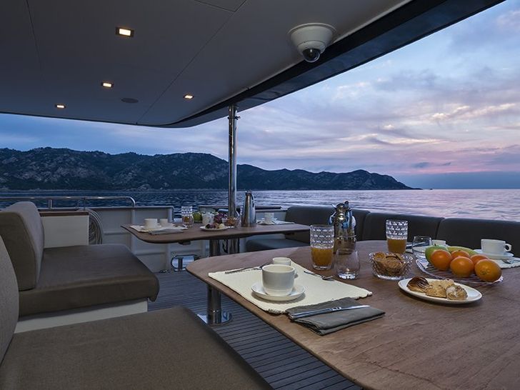 INDIAN Cantieri di Pesaro 26m Motoryacht Aft Deck Breakfast INDIAN Cantieri di Pesaro 26m Motoryacht Aft Deck Breakfast
