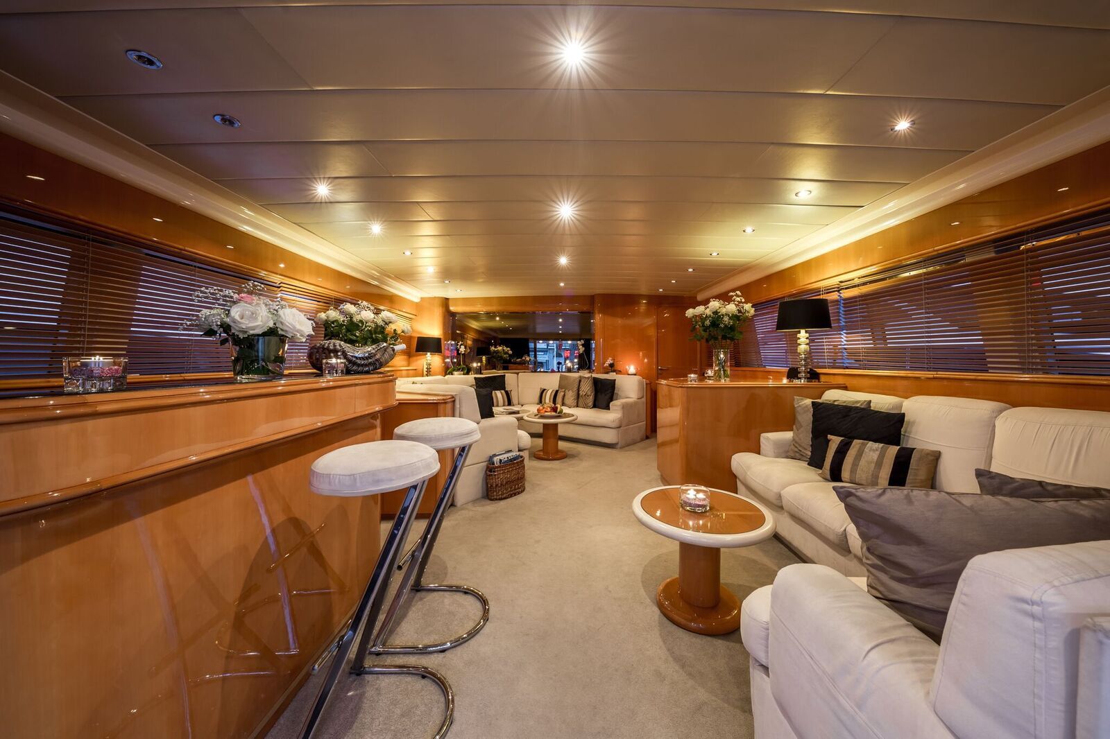 INDULGENCE OF POOLE Mangusta 86 Luxury Superyacht Saloon
