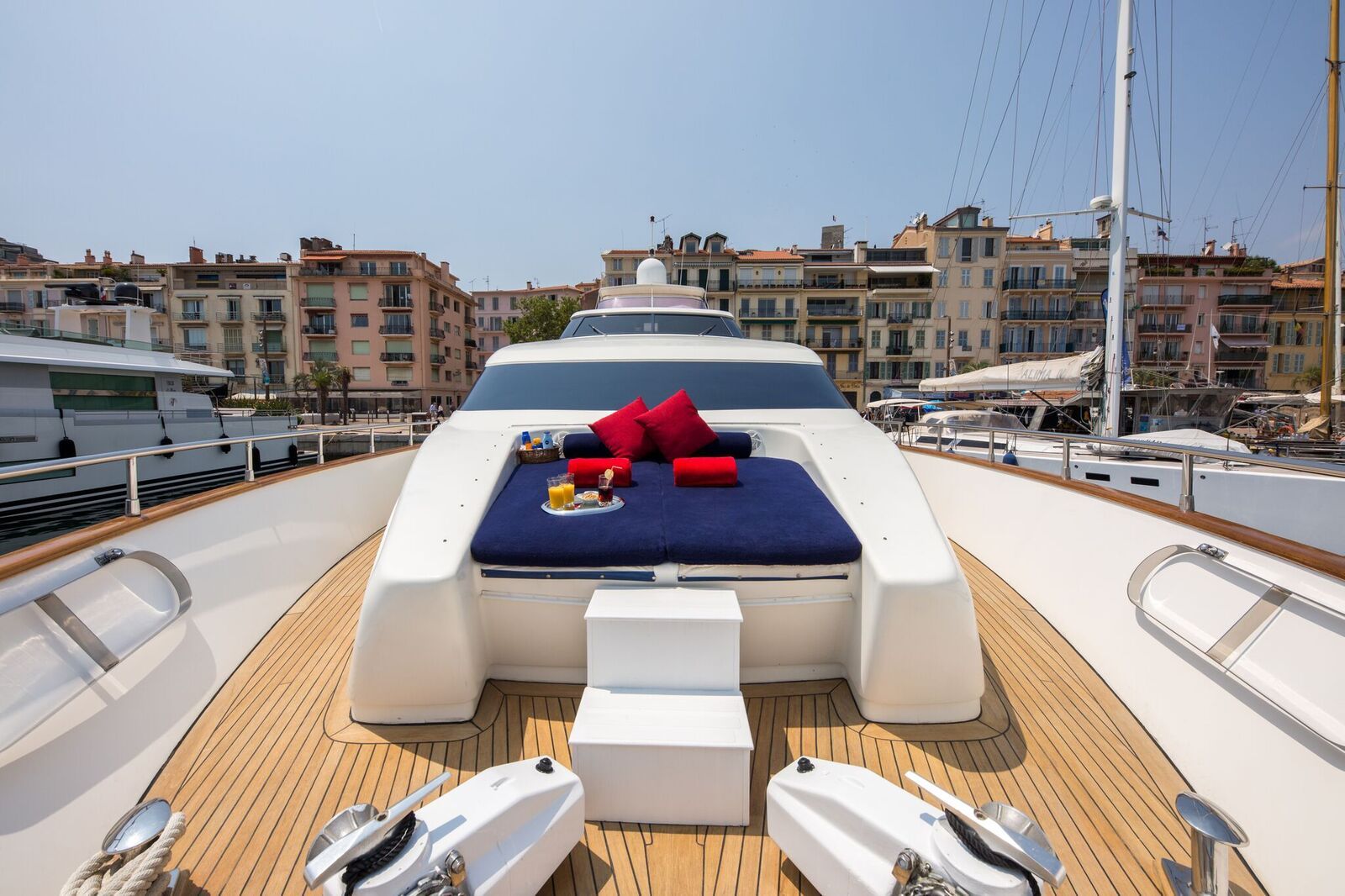 INDULGENCE OF POOLE Mangusta 86 Luxury Superyacht Bow
