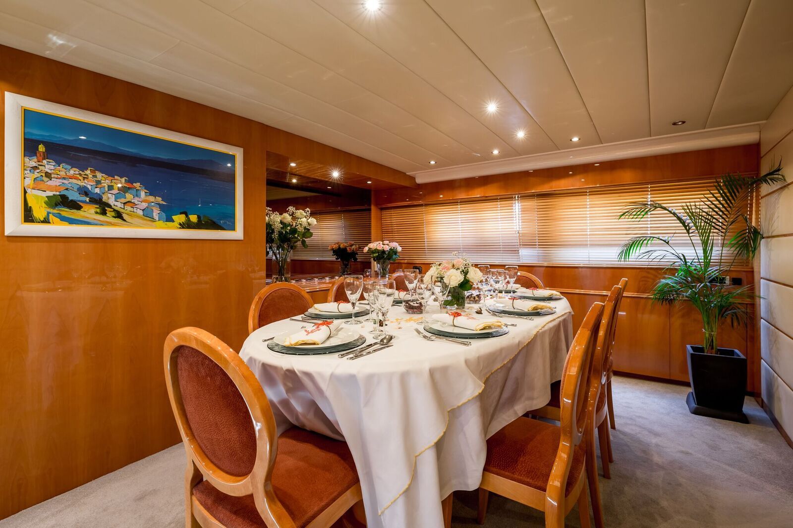 INDULGENCE OF POOLE Mangusta 86 Luxury Superyacht Dining Room