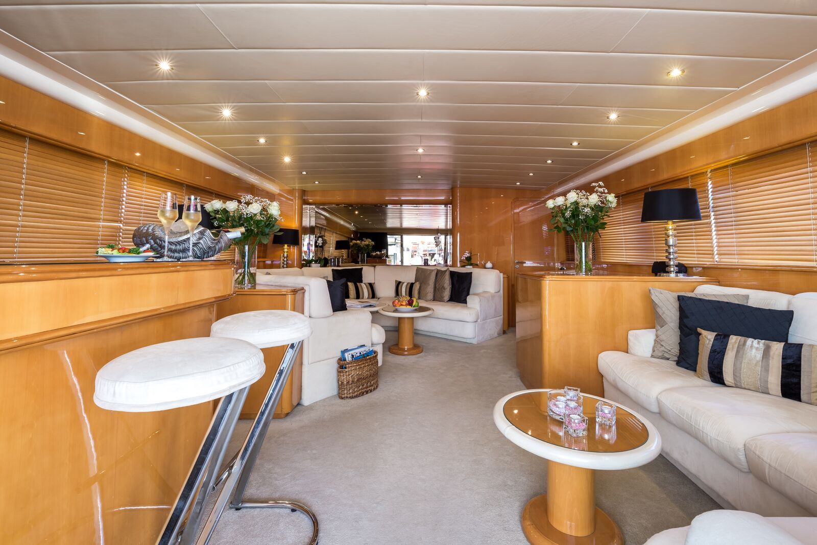 INDULGENCE OF POOLE Mangusta 86 Luxury Superyacht Saloon