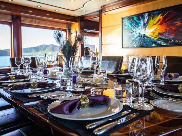 JUST ENOUGH - Custom Yacht 140,indoor formal dining JUST ENOUGH - Custom Yacht 140,indoor formal dining