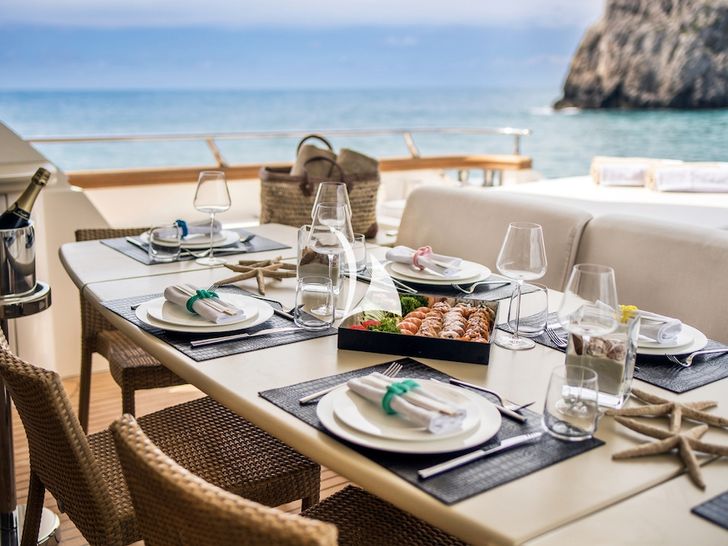 Aft deck dining Aft deck dining