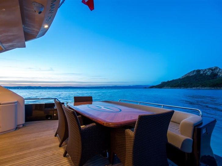 NEA MONI Cayman 75 Luxury Yacht Al Fresco Dining