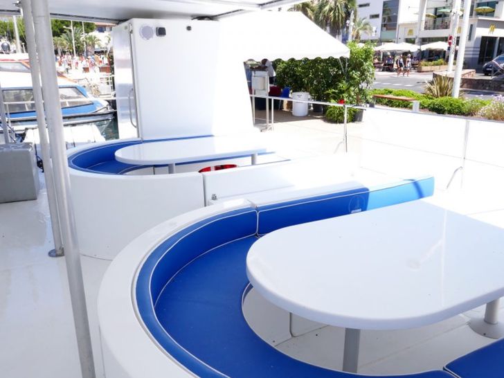 NINAH II Cannes Event Charter Catamaran Seating NINAH II Cannes Event Charter Catamaran Seating