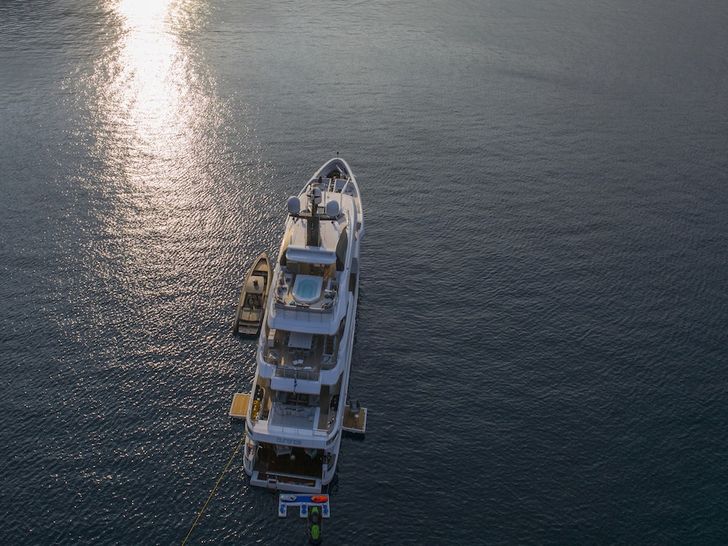 OURANOS Admiral 50m - anchored under the sunset OURANOS Admiral 50m - anchored under the sunset