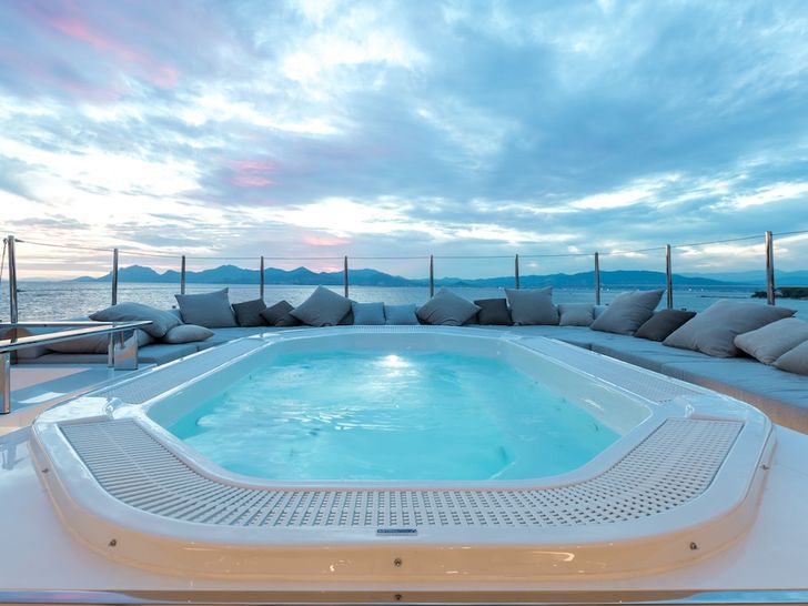 OURANOS Admiral 50m - sun deck jacuzzi close up shot OURANOS Admiral 50m - sun deck jacuzzi close up shot