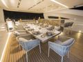 OURANOS Admiral 50m - mid deck alfresco dining set up OURANOS Admiral 50m - mid deck alfresco dining set up