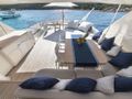 PORTHOS SANS ABRI Ferretti 881 - flybridge seating and dining area PORTHOS SANS ABRI Ferretti 881 - flybridge seating and dining area