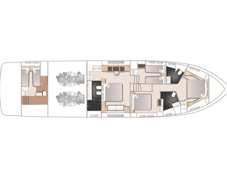 Princess 72 - Layout lower deck