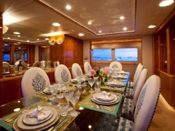 RENA 145 Hargrave Luxury Crewed Motor Yacht Dining