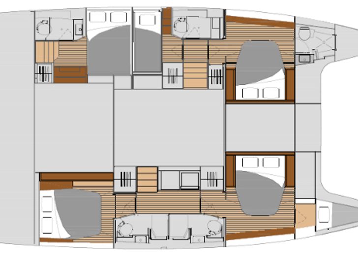 Saona 47ft - Layout 5 cabins Saona 47ft - Layout 5 cabins
