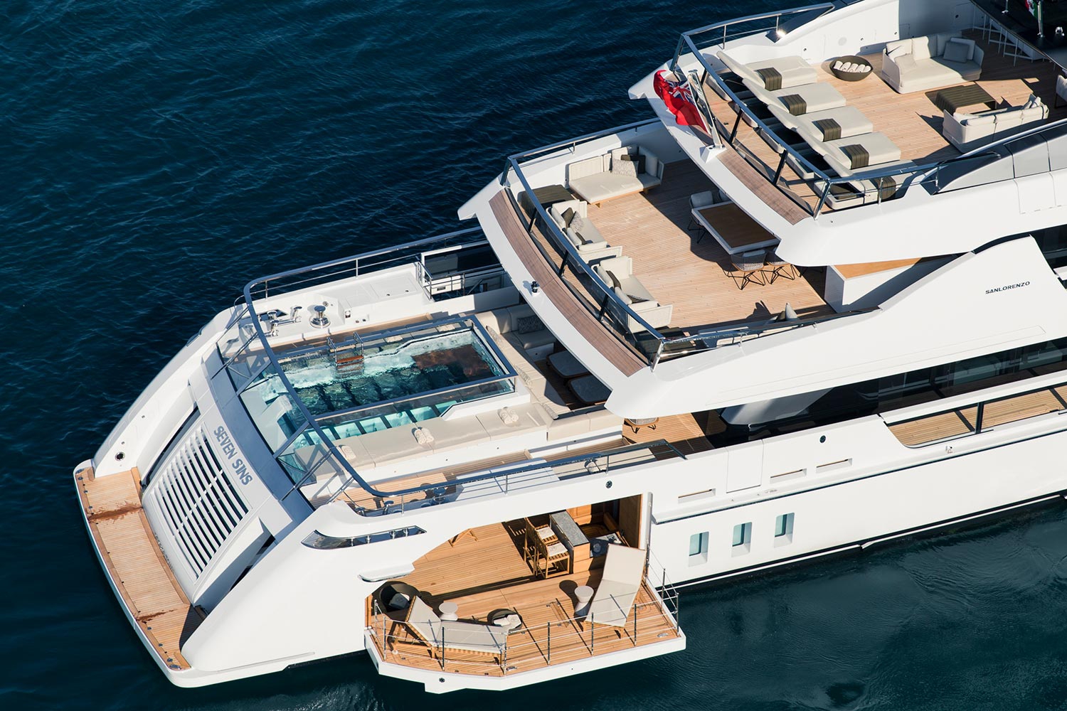 SEVEN SINS San Lorenzo 52m Steel Luxury Superyacht Swim/Sun Platform