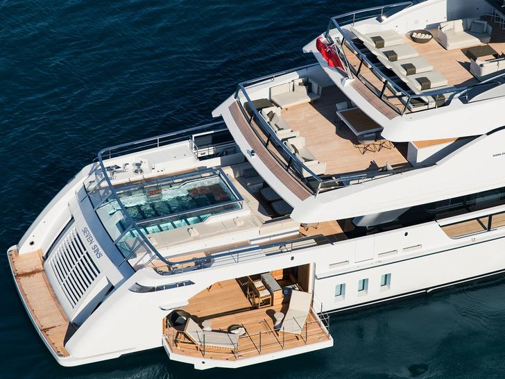 SEVEN SINS San Lorenzo 52m Steel Luxury Superyacht Swim/Sun Platform SEVEN SINS San Lorenzo 52m Steel Luxury Superyacht Swim/Sun Platform