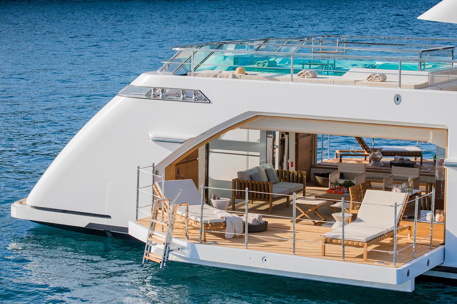 SEVEN SINS San Lorenzo 52m Steel Luxury Superyacht Swim/Sun Platform