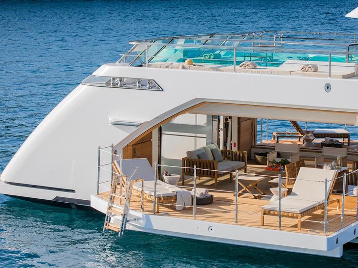 SEVEN SINS San Lorenzo 52m Steel Luxury Superyacht Swim/Sun Platform SEVEN SINS San Lorenzo 52m Steel Luxury Superyacht Swim/Sun Platform