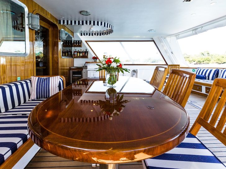 dining table on aft deck
