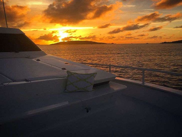 sun pad on the fore deck sun pad on the fore deck