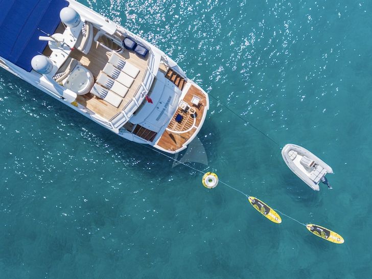 WINNING STREAK 2 Sunseeker 94 - aerial shot aft view WINNING STREAK 2 Sunseeker 94 - aerial shot aft view