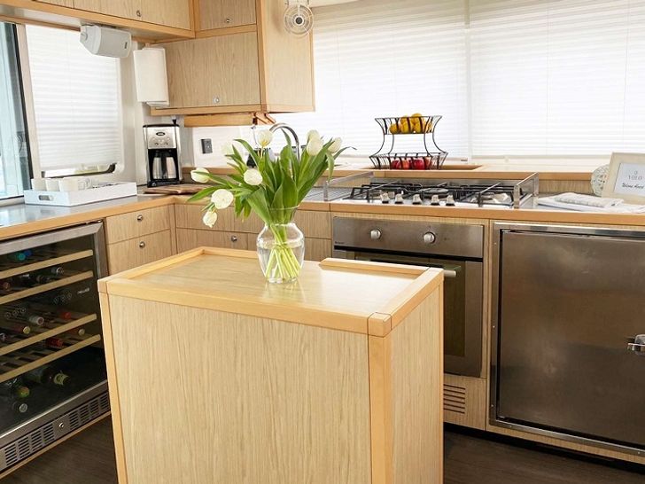 galley with wine cooler