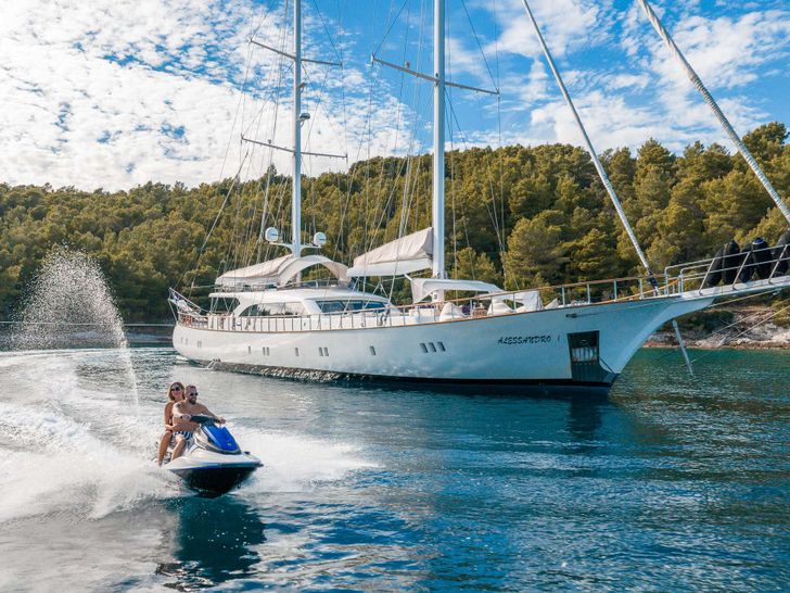 ALESSANDRO I Custom Sailing Yacht 40m - anchored with the jet ski ALESSANDRO I Custom Sailing Yacht 40m - anchored with the jet ski