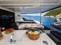 CHAMPAGNE PLEASE Lagoon 55 - aft deck alfresco dining area CHAMPAGNE PLEASE Lagoon 55 - aft deck alfresco dining area