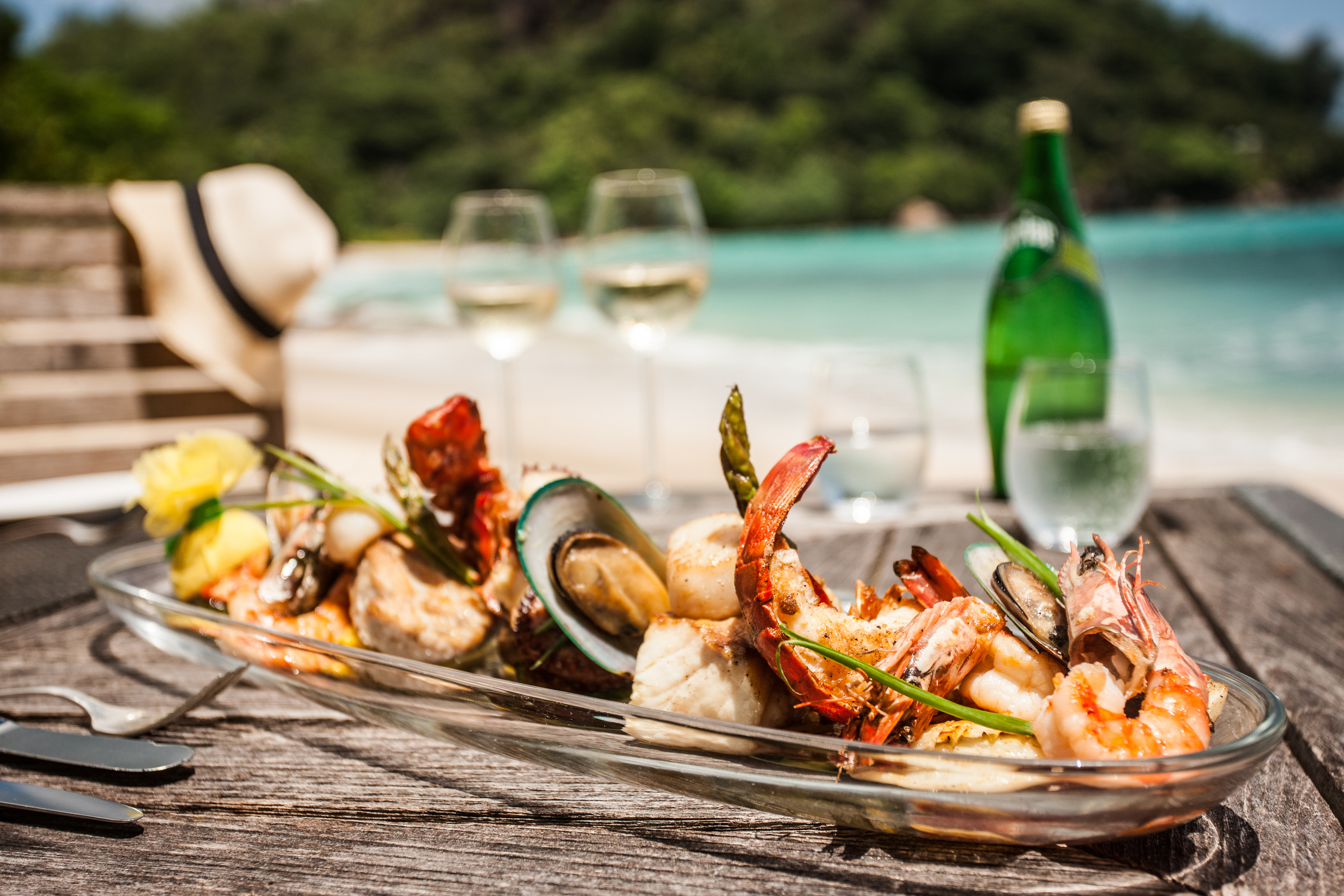 Fresh seafood at a restaurant in the BVI