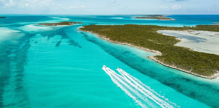 Bahamas,Tender in the Exumas Motor Yacht Charter