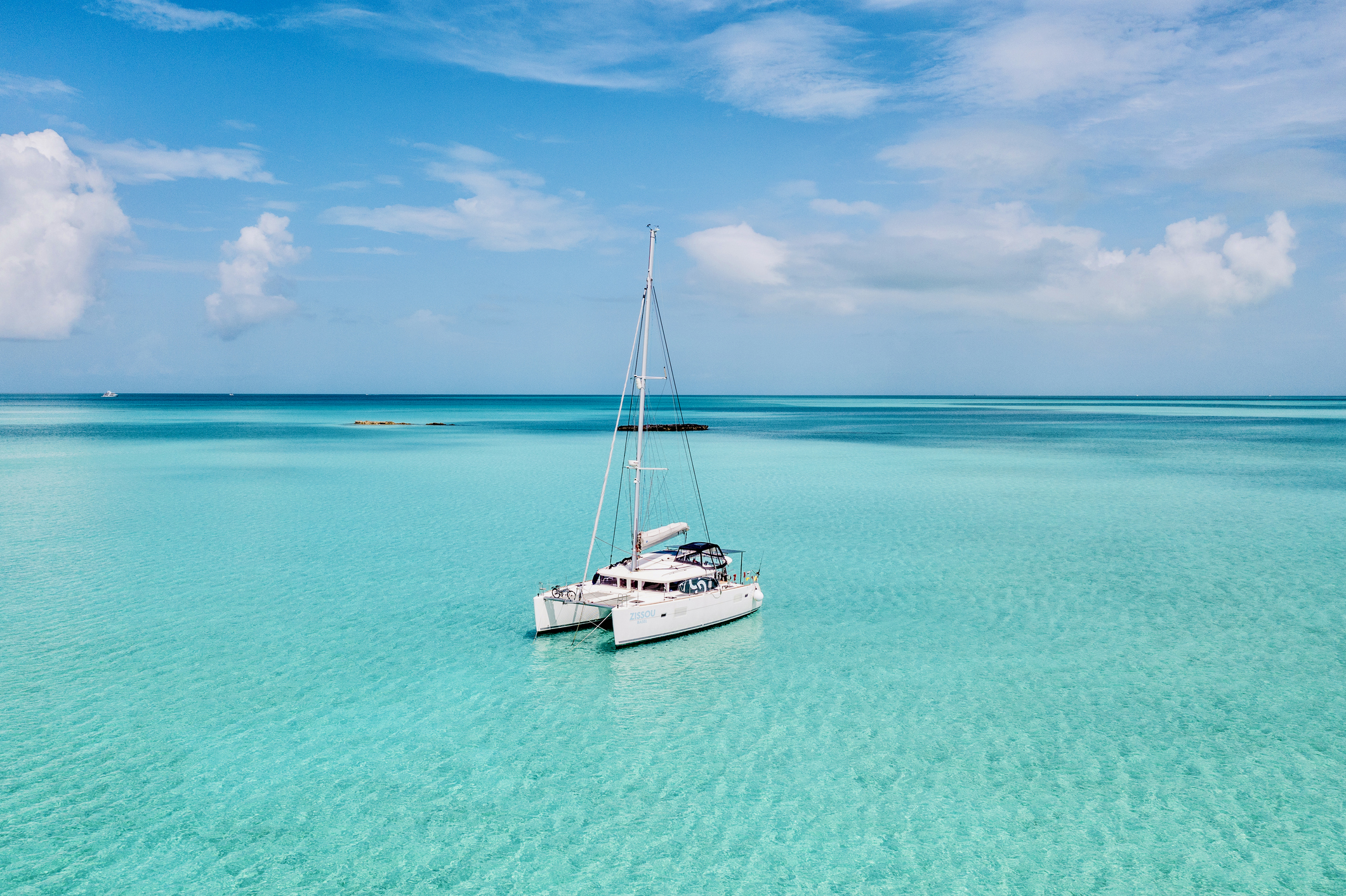 Catamaran anchored in the Bahamas