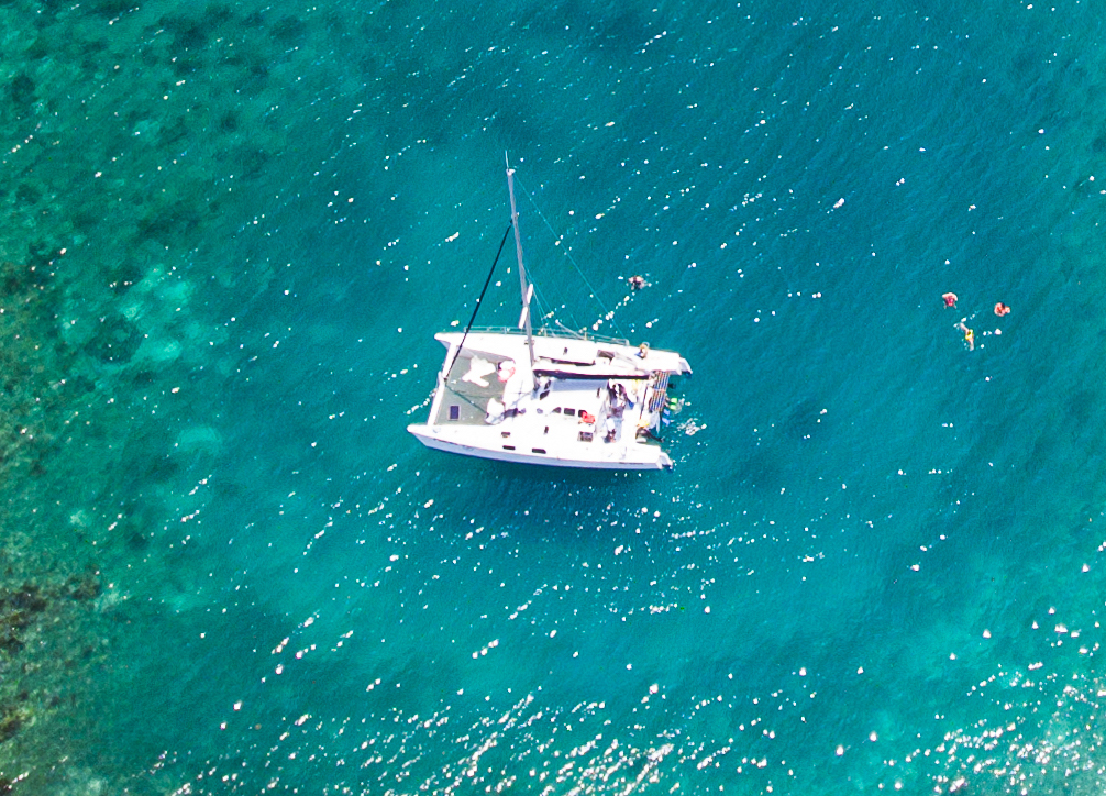 Catamaran Anchored Secluded Cove
