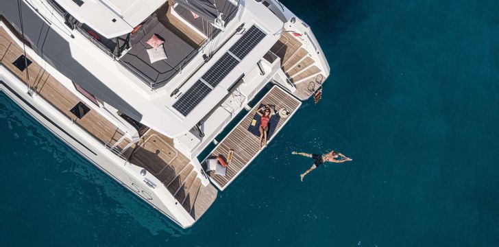 Swimming from the Catamaran in Greece