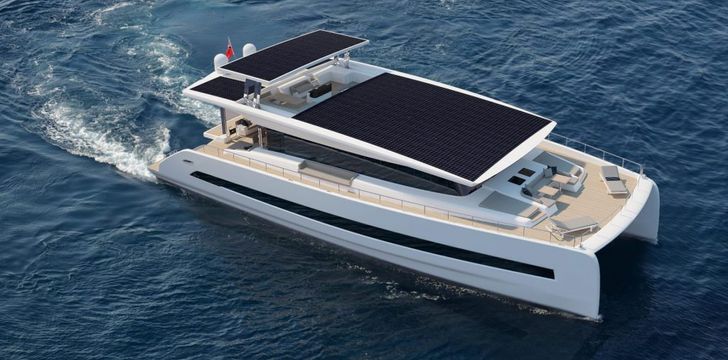 A solar motor catamaran