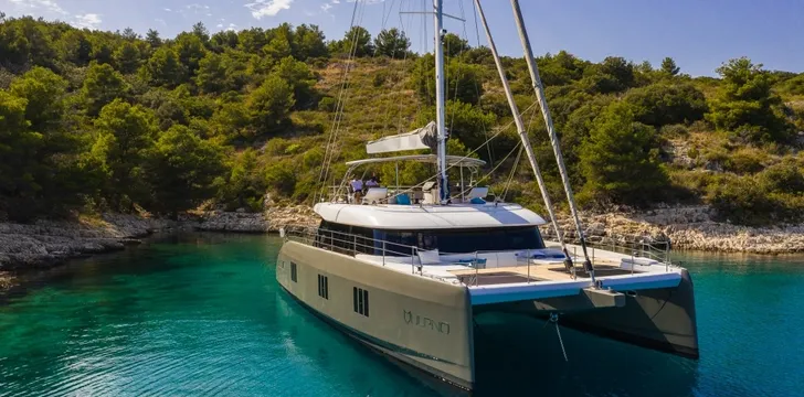 Crewed Catamaran Anchored in Vis